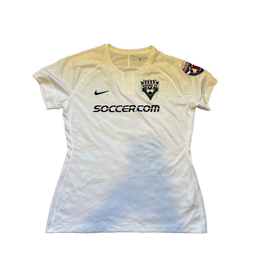 Nike Soccer Jersey Dri Fit Women's Large White Blokecore Futbol #3 Short Sleeve